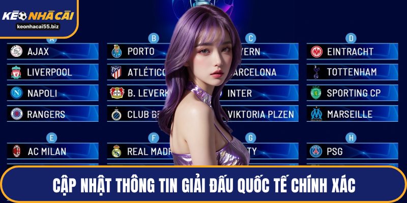 Cập nhật thông tin giải đấu quốc tế chính xác